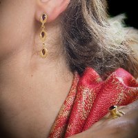 3 Teardrops Rhodolite Drop Earrings