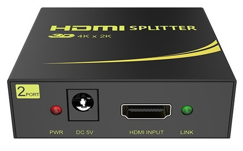 מפצל HDMI מוגבר ל-2 מסכים עם תמיכה ב-4K@30Hz ו-3D, כולל חיבור מתח USB