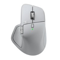 עכבר אלחוטי צבע אפור Logitech MX Master 4 For Mac – Bluetooth עכבר אפור עם גלגלת עליונה וכפתורים מונח על רקע לבן