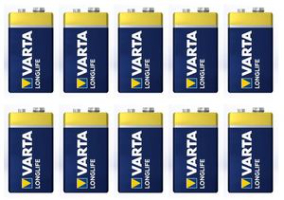 עשר סוללות אלקליין Varta 9V ורטה Alkaline