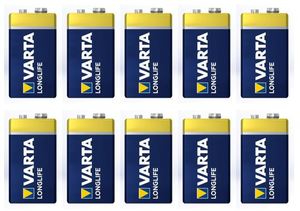 עשר סוללות אלקליין Varta 9V ורטה Alkaline