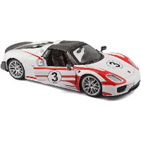 דגם מכונית בוראגו פורשה מירוצים לבנה 1/24 Bburago Porsche 918 Weissach