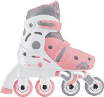 גלגיליות 2 ב-1 מידה 30-33 צבע ורוד פסטל Globber 2 in 1 – פריט אחד בצבע ורוד פסטל לבן ואפור עם גלגלים בטור