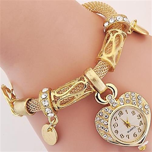 Golden Heart Wrist Watch
