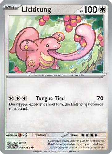 קלף בודד single פוקימון - lickitung - 151 - 108/165