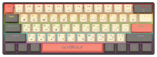 מקלדת גיימינג מכאנית 60% דגם GK-61 מבית Octopus