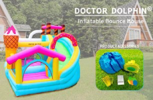 מתנפח קפיצות עם מגלשה גלידה D72043 מבית Doctor Dolphin