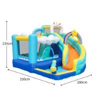 מתקן מתנפח עם מגלשה חד קרן דגם  W73056T מבית Doctor Dolphin