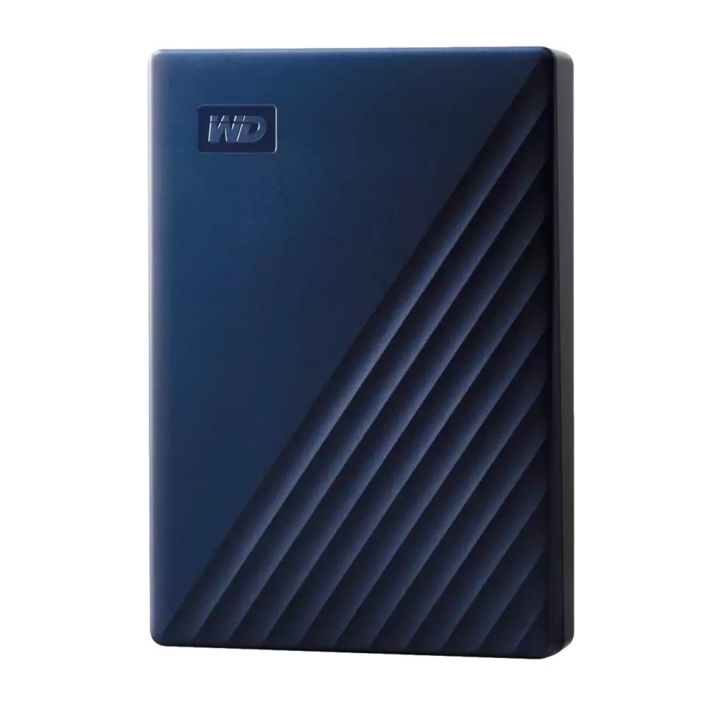 כונן קשיח חיצוני צבע כחול Western Digital WDBK6C0060BBL-WESN My Passport 6TB – פריט בודד בצבע כחול כהה עם לוגו WD USB-C