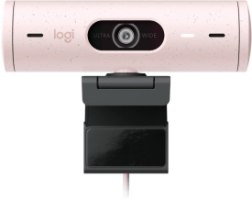 מצלמת רשת עם מיקרופון צבע ורוד Logitech Brio 500 Full HD 1080p – מבט חזיתי על המצלמה