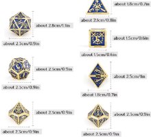 סט קוביות מתכת SWORDS למשחקי תפקידים מבוכים ודרקונים די אנד די DND Pathfinder בנרתיק קטיפה