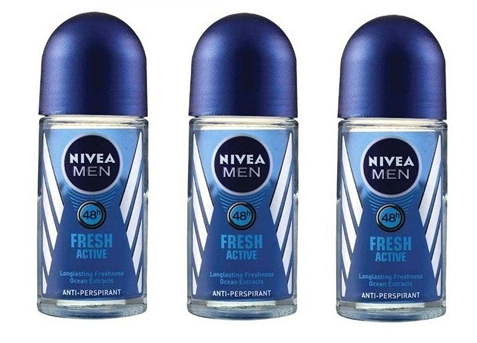 3 יחידות דאודורנט רול און שקוף ניבאה FRESH ACTIVE NIVEA לגבר