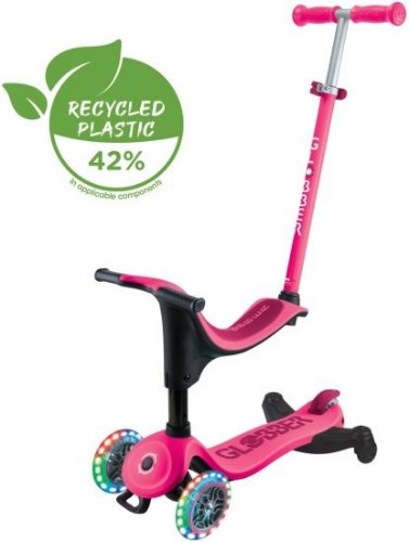 קורקינט 3 גלגלים 3 ב-1 עם היגוי הורים 360° גלובר Globber GO UP 360 Sporty בצבע ורוד