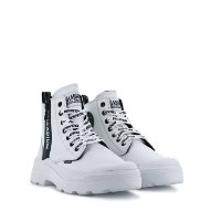 PALLADIUM | פלדיום- PALLAKIX HI ZIP- נשים- לבן כיתוב שחור - בד