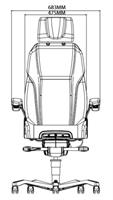 תרשים טכני של כיסא משרד ארגונומי קומפורט Comfort Kab 4K – מבט קדמי כולל מידות.