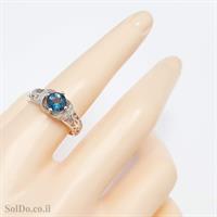 טבעת מכסף משובצת אבן טופז כחולה  וזרקונים RG8806 | תכשיטי כסף 925 | טבעות כסף