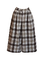 Brown Plaid Tailored Midi Pants