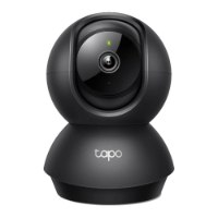 מצלמת אבטחה 360° Tp-Link Tapo C211 3MP – מצלמה שחורה אחת עם עדשה גלויה ונורית חיווי ירוקה Wi-Fi