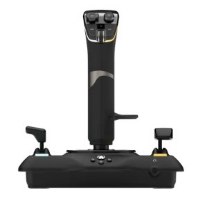 בקר טיסה Turtle Beach VelocityOne Flightstick PC/Xbox – פריט בודד של בקר טיסה שחור בעל ידית מרכזית ושתי ידיות צד