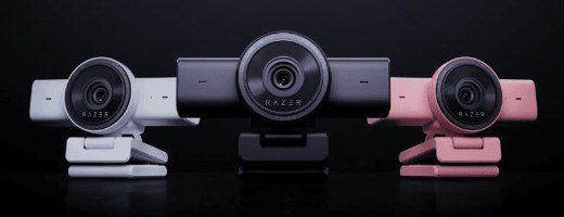 מצלמת רשת צבע לבן Razer Kiyo V2 X 2K – שלוש מצלמות רשת בצבעים לבן, שחור וורוד עומדות בשורה