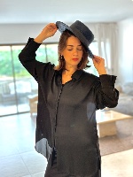כובע רחב שוליים בצבע שחור  - black boater - MELANIA TRUMP INAUGURATION HAT