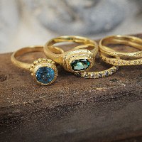 18K Gold Aquamarine Crown Ring