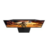 מסך גיימינג 26.5 אינץ' Aoc Q27G41ZDF QD-OLED – שחור עם מסך מואר המציג סצנת משחק צבעונית נצפה מלמעלה על רקע לבן