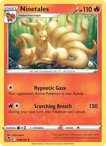 קלף בודד single פוקימון - ninetales - Silver Tempest - 018/195