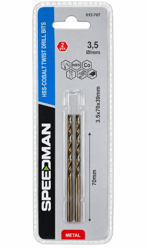 זוג מקדחי קובלט לברזל ⁦SPEEDMAN⁩ – ⁦3.5×70⁩ מ״מ