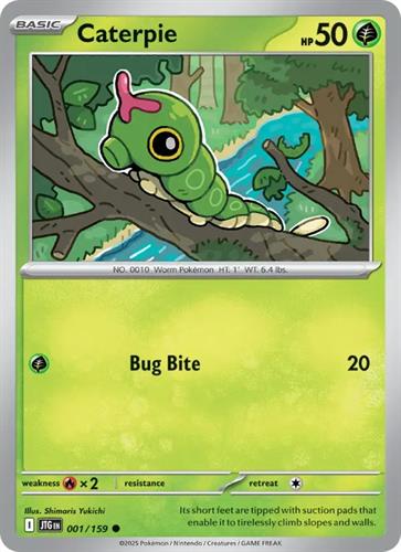קלף בודד single פוקימון - caterpie - Journey Together - 001/159