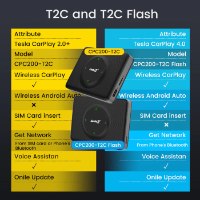 T2C מתאם לרכב טסלה CarPlay ו‑Android Auto אלחוטי Carlinkit