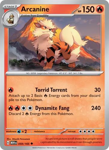 קלף בודד single פוקימון - arcanine - 151 - 059/165