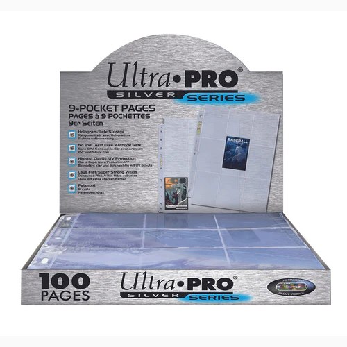 אולטרה פרו 100 דפי אלבום לקלפים - שקוף Ultra Pro Silver Series 9-Pocket Pages