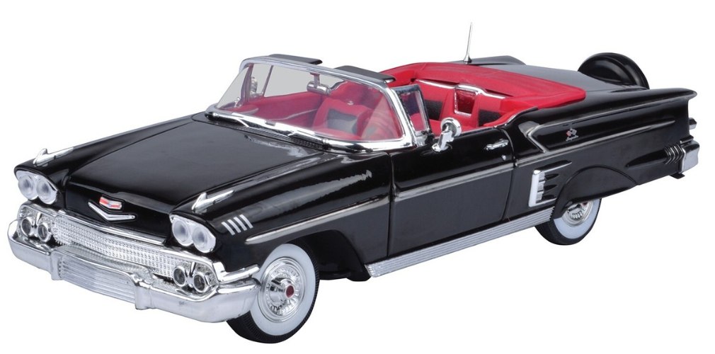 מוטורמקס דגם 1:18 שברולט אימפלה 1958 Impala Convertible – דגם אספנות איכותי | Motormax