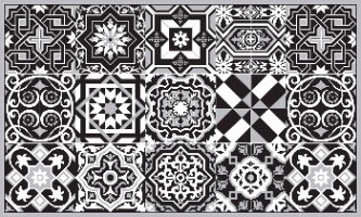 שטיח פי.וי.סי אקלקטי שחור לבן  TIVA DESIGN קיים בגדלים שונים
