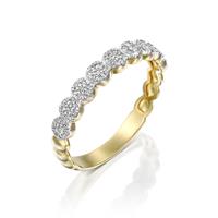 טבעת מחול היהלומים משובצת יהלומים בזהב לבן או צהוב 14 קראט