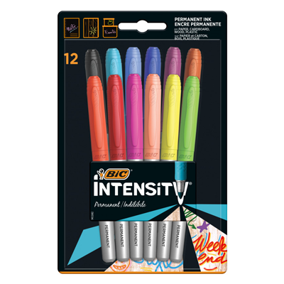 מארז 12 טושים פרמננטים BIC - דקים