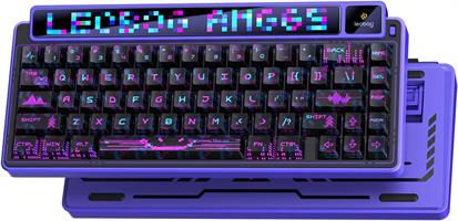 מקלדת גיימינג אלחוטית AULA X LEOBOG AMG65 סגולה - ללא חריטה בעברית