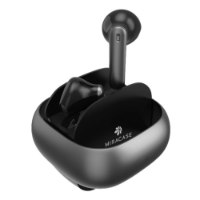 אוזניות אלחוטיות צבע לבן Miracase MTWS170 – מארז טעינה כהה ובו שתי אוזניות כהות על רקע לבן Type-C