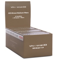 נייר גלגול OCB חום בינוני + פילטר – מארז 24 יח'