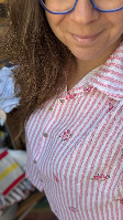 חולצת טטרה פרחים ופסים ורוד