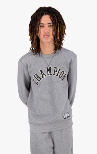 CHAMPION | צ'מפיון - פוטר צ'מפיון אפור לוגו וינטג' צווארון עגול | גברים