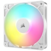 מארז שלושה מאווררים Corsair RS120 ARGB 120mm PWM Fans – מאוורר מחשב בודד עם מסגרת לבנה תאורת ARGB ססגונית ומרכז ממותג