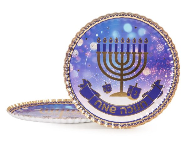 3 מגשי קרטון עגול חנוכה שמח