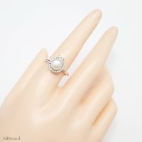 טבעת מכסף משובצת פנינה לבנה וזרקונים RG6387 | תכשיטי כסף 925 | טבעות עם פנינה