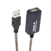 כבל מאריך עם מגבר USB2.0 זכר A לחיבור USB2.0 נקבה A באורך 15 מטר