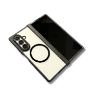 כיסוי עם מסגרת שלמה לסמסונג פולד FOLD 7 תומך Magsafe בצבע שחור שקוף