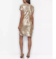 DKNY Women's Dress Sz M Piallettes Short-Sleeve Shift Beige