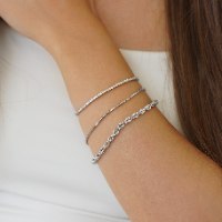 צמיד נחש מזהב לבן 14 קראט - מלא