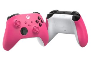 בקר משחק אלחוטי Microsoft Xbox Xser Deep Pink – בקר ורוד עמוק מוצג מלפנים ומאחור